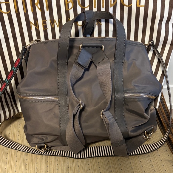 Henri Bendel Charcoal Backpack with Floral Accents - Picture 4 of 4